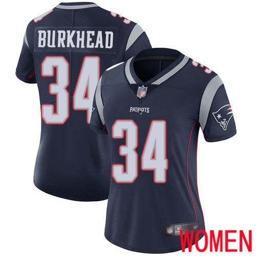 New England Patriots Football #34 Vapor Limited Navy Blue Women Rex Burkhead Home NFL Jersey